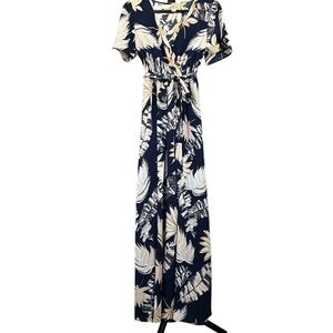 Mahina Hawaiian Floral Flutter Sleeve Maxi Dress